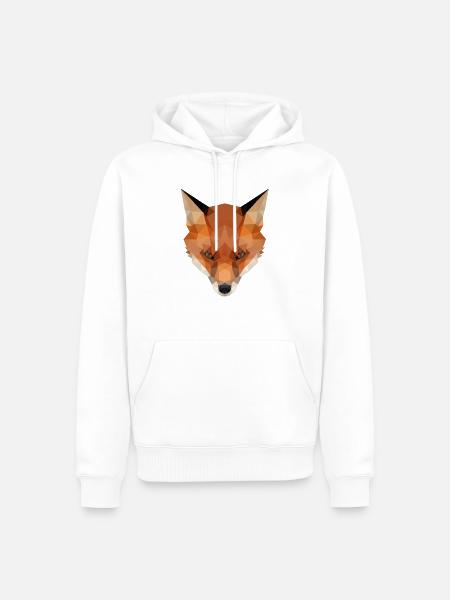 Fuchs, Fuchskopf polygon geometrisch - Männer Premium Bio Hoodie - Weiß