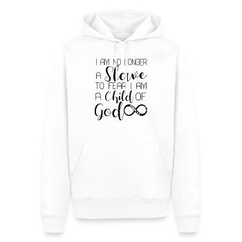 No longer slave to fear ENFANT DE DIEU Bible - Sweat à capuche Premium bio Homme - blanc - Devant - Nico (187cm)