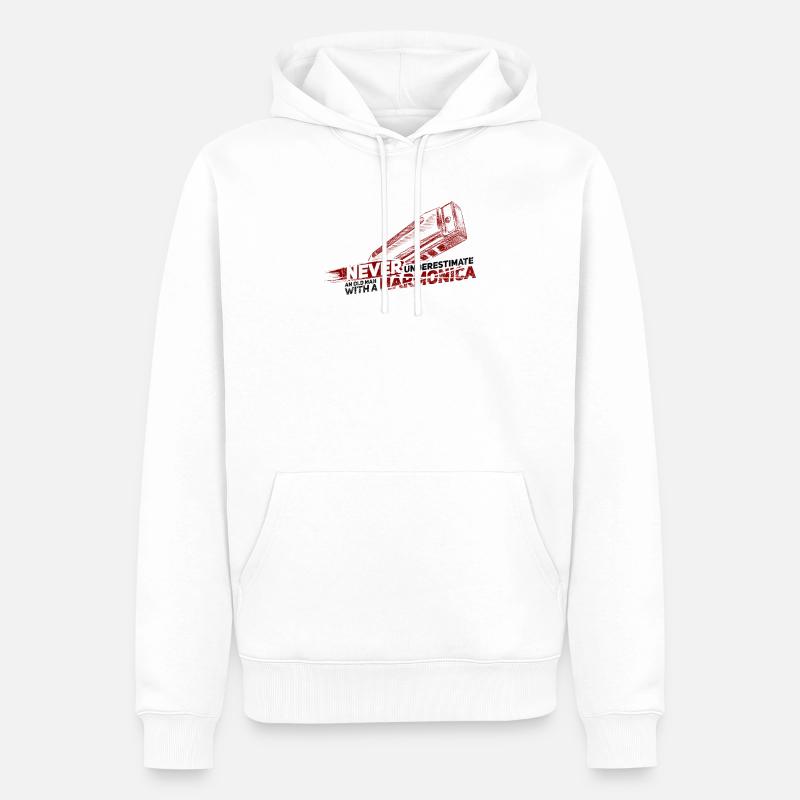 harmonica - Sweat à capuche Premium bio Homme - blanc
