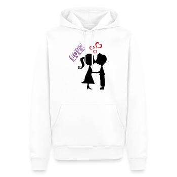 Cadeau de mariage Mariage Just Married Love - Sweat à capuche Premium bio Homme - blanc - Devant - Nico (187cm)