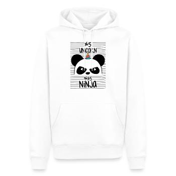 Panda + Licorne = Ninjacorn le pandacorn le plus puissant - Sweat à capuche Premium bio Homme - blanc - Devant - Nico (187cm)