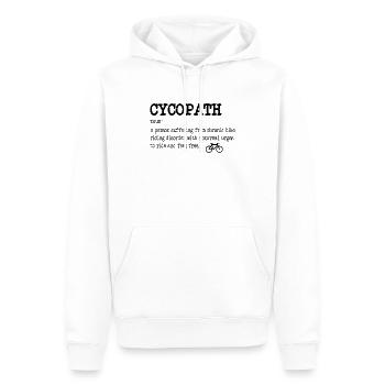 CYCOPATH Vélo de route, vélo de montagne et cadeau - Sweat à capuche Premium bio Homme - blanc - Devant - Nico (187cm)