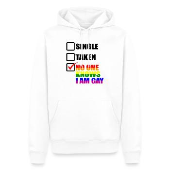 Single & Vergeben Regenbogen LGBT Pride Geschenk - Männer Premium Bio Hoodie - Weiß - Vorne - Nico (187cm)
