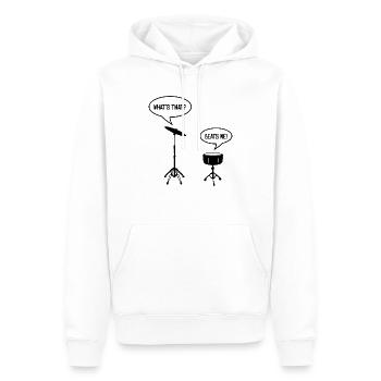 Drummer Schlag Mich! Musiker Schlagzeuger Geschenk - Männer Premium Bio Hoodie - Weiß - Vorne - Nico (187cm)