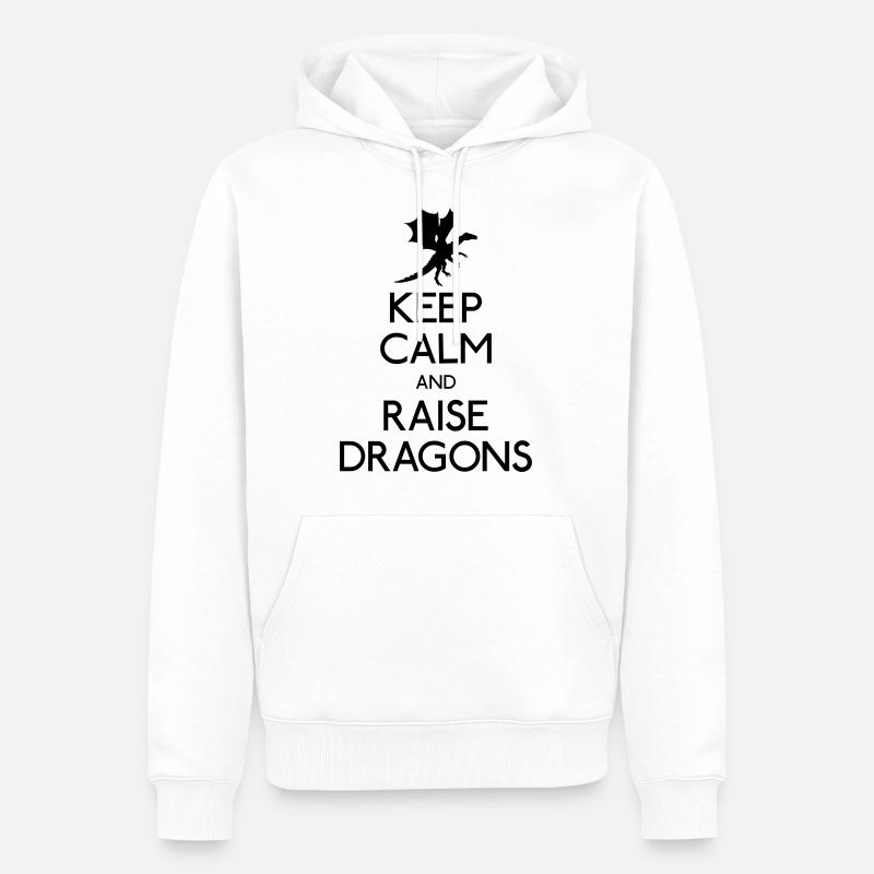 Keep calm dragons - Sweat à capuche Premium bio Homme - blanc