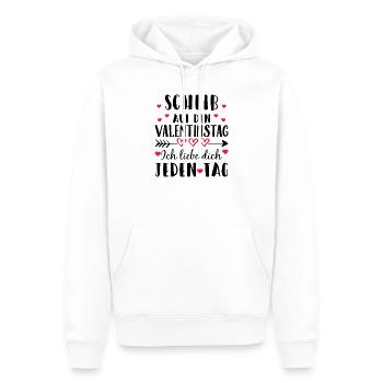 Scheiß auf den Valentinstag - Ich liebe dich j... - Männer Premium Bio Hoodie - Weiß - Vorne - Nico (187cm)