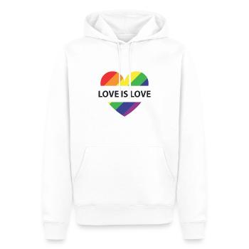 L'amour c'est l'amour - Sweat à capuche Premium bio Homme - blanc - Devant - Nico (187cm)