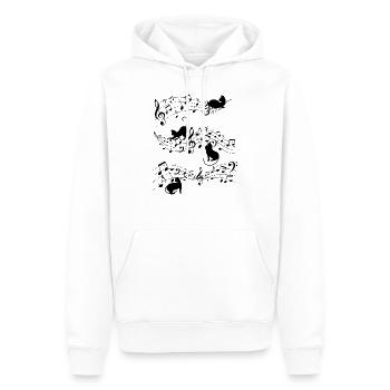 Nota Musicale E Gatto - Felpa con cappuccio ecologica premium da uomo - bianco - Fronte - Nico (187cm)