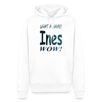 mon nom est Ines prénom nom de jeune fille présent - Sweat à capuche Premium bio Homme - blanc - Devant - Nico (187cm)