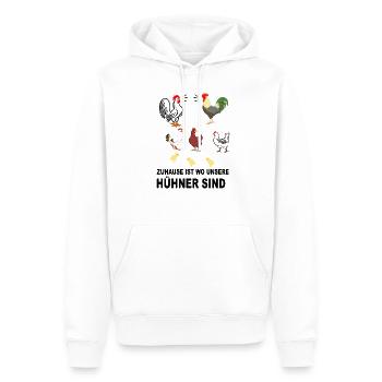 HÜHNER UND HÄHNE - Männer Premium Bio Hoodie - Weiß - Vorne - Nico (187cm)