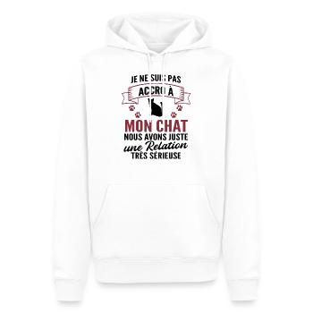 je ne suis pas accro à mon chat - Sweat à capuche Premium bio Homme - blanc - Devant - Nico (187cm)