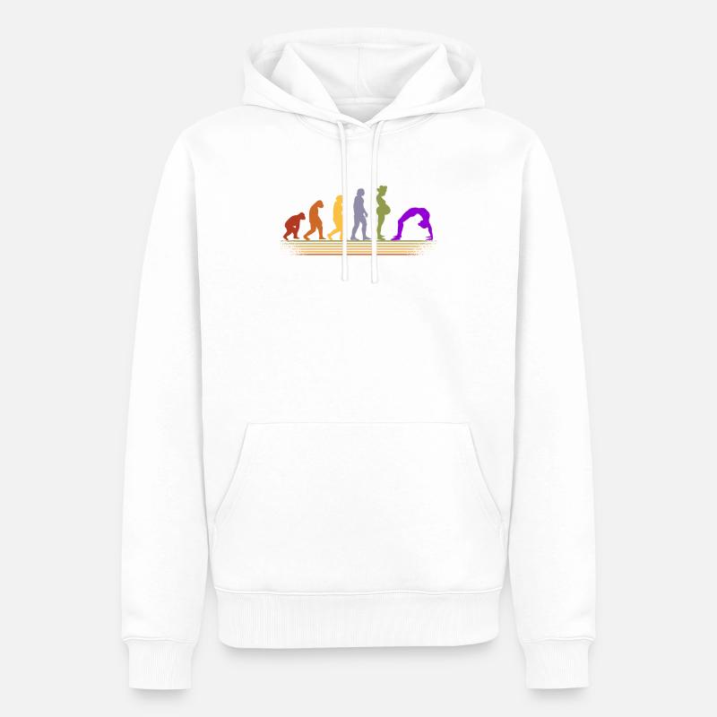 Yoga Evolution Meditation Contrology - Sweat à capuche Premium bio Homme - blanc