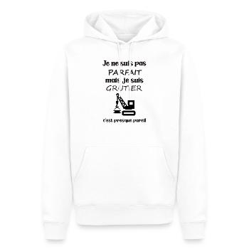 Je ne suis pas parfait mais je suis grutier - Sweat à capuche Premium bio Homme - blanc - Devant - Nico (187cm)