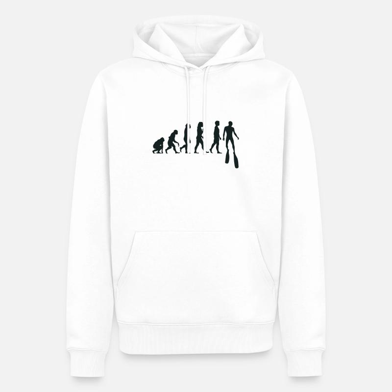 Freitauchen Evolution Apnoetaucher Freitaucher - Männer Premium Bio Hoodie - Weiß