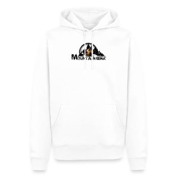 MTB Mountainbiker im Wald Fahrrad-Reifen MTB - Männer Premium Bio Hoodie - Weiß - Vorne - Nico (187cm)