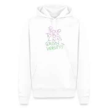 PROUD TO BE LINKSGÜNVERSIFFT - Männer Premium Bio Hoodie - Weiß - Vorne - Nico (187cm)