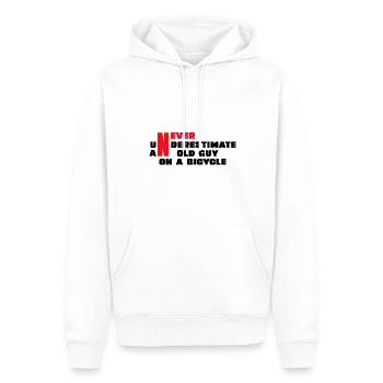 Never Underestimate The Old Guy On A Bicycle - Men’s Premium Organic Hoodie - white - Front - Nico (187cm)