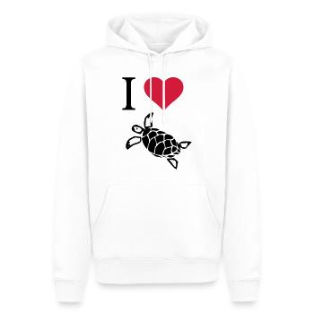 J'adore les tortues - Sweat à capuche Premium bio Homme - blanc - Devant - Nico (187cm)