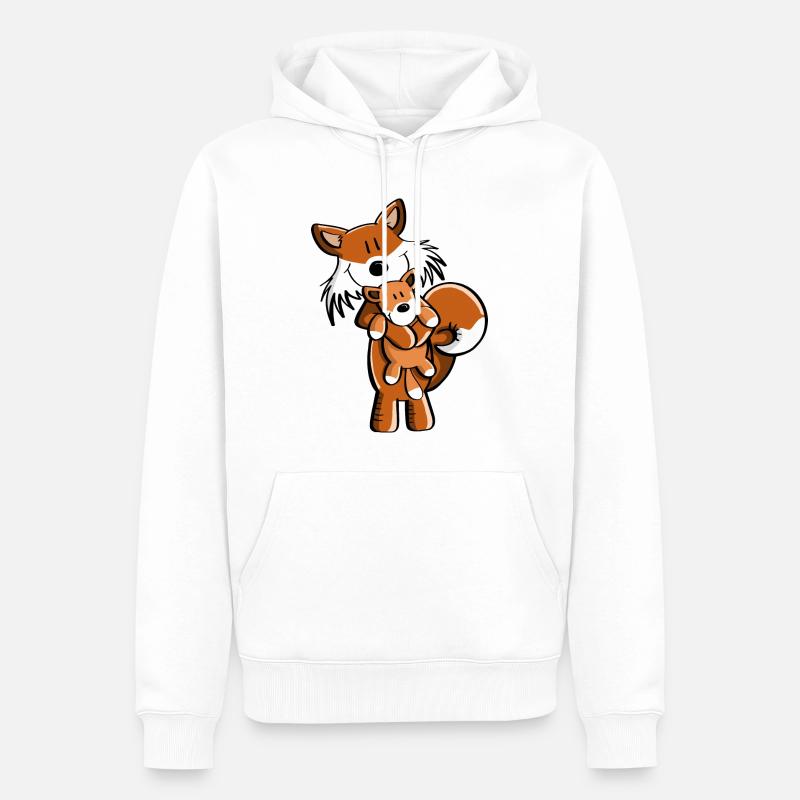 Fuchs mit Babyfuchs - Comic- Geschenk - Kinder - Männer Premium Bio Hoodie - Weiß