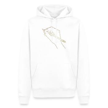 Main esquissée tenant un crayon - Sweat à capuche Premium bio Homme - blanc - Devant - Nico (187cm)