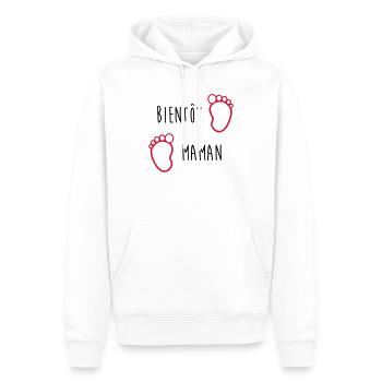 Bientôt Maman / Bébé / Naissance / Enceinte / Baby - Sweat à capuche Premium bio Homme - blanc - Devant - Nico (187cm)