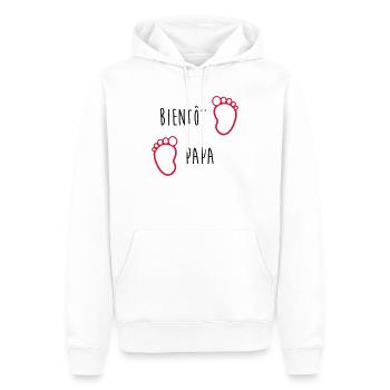 Bientôt Papa / Bébé / Naissance / Enceinte / Baby - Sweat à capuche Premium bio Homme - blanc - Devant - Nico (187cm)