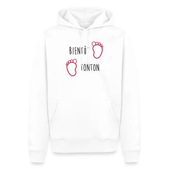 Bientôt Tonton / Bébé / Naissance / Oncle / Baby - Sweat à capuche Premium bio Homme - blanc - Devant - Nico (187cm)