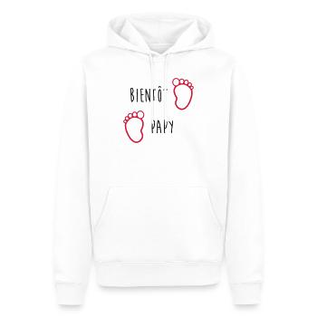 Bientôt Papy / Grand Pere / Naissance / Bébé - Sweat à capuche Premium bio Homme - blanc - Devant - Nico (187cm)