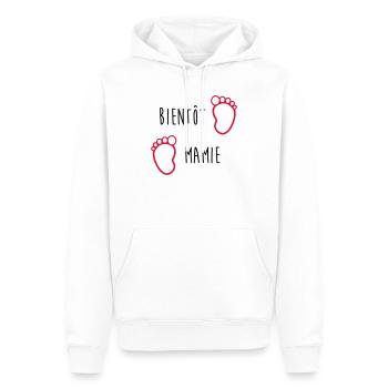 Bientôt Mamie - Mamy - Naissance - Bébé - Enfant - Sweat à capuche Premium bio Homme - blanc - Devant - Nico (187cm)