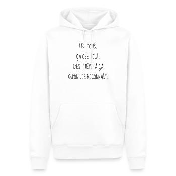 Cinéma / Citation / Série télé / Geek - Sweat à capuche Premium bio Homme - blanc - Devant - Nico (187cm)