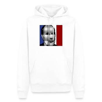 Mitterrand 1981 - Sweat à capuche Premium bio Homme - blanc - Devant - Nico (187cm)