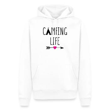 La vie en camping - Sweat à capuche Premium bio Homme - blanc - Devant - Nico (187cm)
