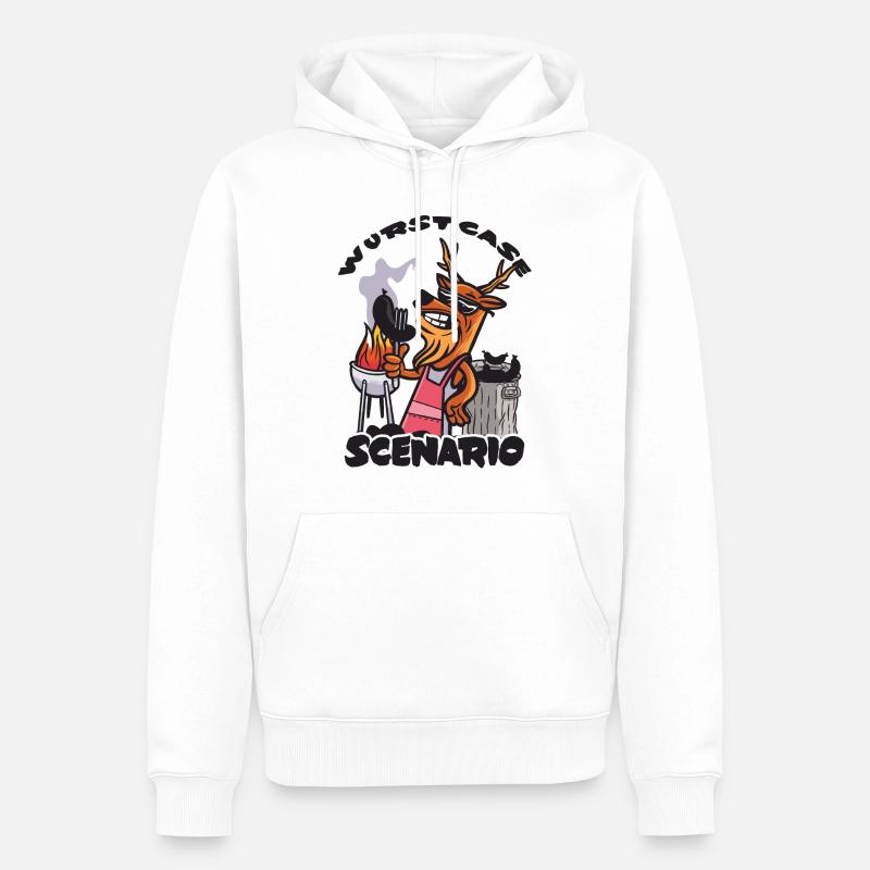 Wurst Case Scenario, Verkohlte Bratwurst - Männer Premium Bio Hoodie - Weiß