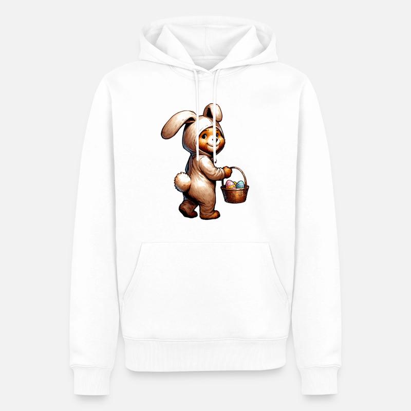 Osterhase Bär – Süßes Plüschtier mit Eierkorb - Männer Premium Bio Hoodie - Weiß