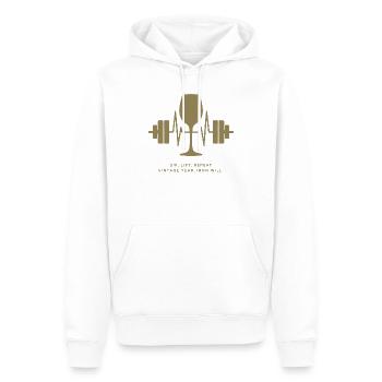 Plaisir et force : vin et poids - Sweat à capuche Premium bio Homme - blanc - Devant - Nico (187cm)