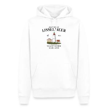 Phare d’Urk, IJsselmeer Pays-Bas, Dessin - Sweat à capuche Premium bio Homme - blanc - Devant - Nico (187cm)