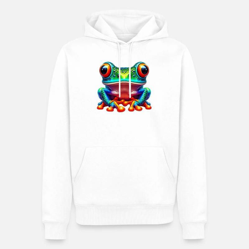Frosch - Männer Premium Bio Hoodie - Weiß