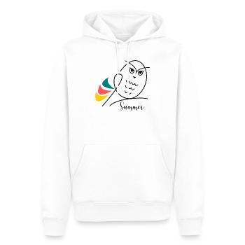 VACANCES. BONNES VACANCES. MAÎTRESSE. MAÎTRE. PROF - Sweat à capuche Premium bio Homme - blanc - Devant - Nico (187cm)