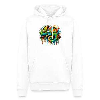 Chameleon - Men’s Premium Organic Hoodie - white - Front - Nico (187cm)