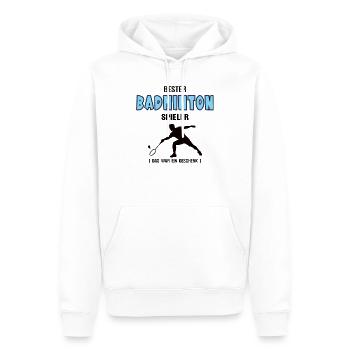 Badminton Spieler Bester Badmintonspieler - Männer Premium Bio Hoodie - Weiß - Vorne - Nico (187cm)