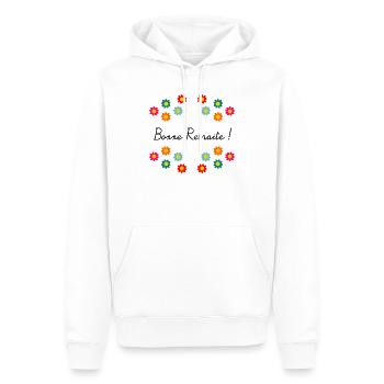 RETRAITE. RETRAITE. RETRAITEE. BONNE RETRAITE - Sweat à capuche Premium bio Homme - blanc - Devant - Nico (187cm)