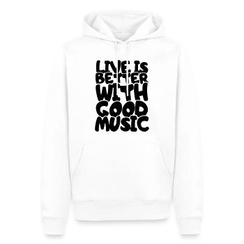 La vie est meilleure avec de la bonne musique # - Sweat à capuche Premium bio Homme - blanc - Devant - Nico (187cm)
