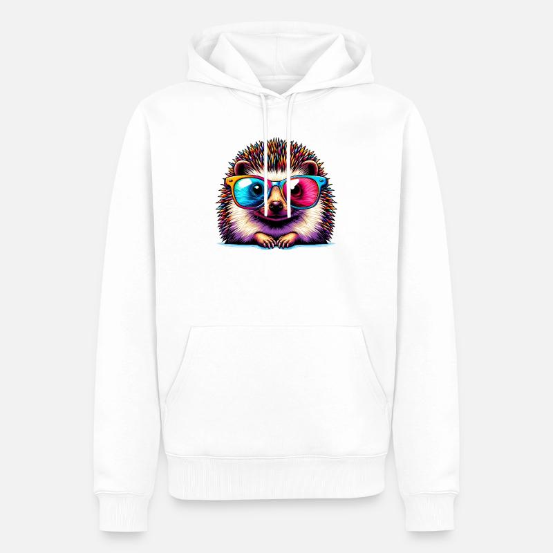 Hérisson avec lunettes de soleil - Sweat à capuche Premium bio Homme - blanc