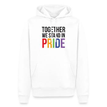 LGBTQ Pride Month - Gemeinsam stehen wir zur Pride - Männer Premium Bio Hoodie - Weiß - Vorne - Nico (187cm)