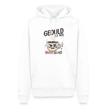 Geduld ist aus. Sarkasmus gibt’s noch - Männer Premium Bio Hoodie - Weiß - Vorne - Nico (187cm)