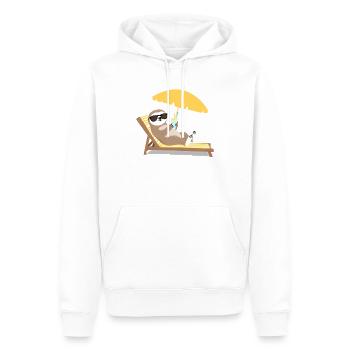 Faultier mit Sonnenbrille und Cocktail - Männer Premium Bio Hoodie - Weiß - Vorne - Nico (187cm)