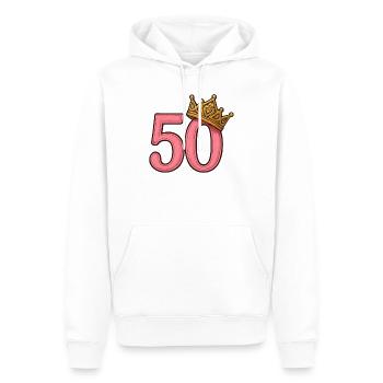 50e anniversaire femme couronne d’or idée cadeau - Sweat à capuche Premium bio Homme - blanc - Devant - Nico (187cm)