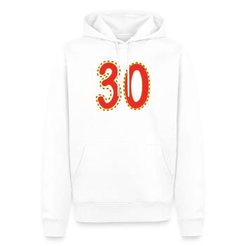 30. 30 ANS. 30e ANNIVERSAIRE. ANNIVERSAIRE 30 ANS. - Sweat à capuche Premium bio Homme - blanc - Devant - Nico (187cm)