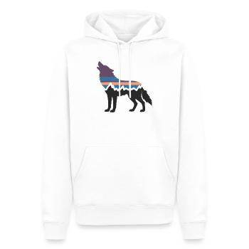 Wolf Hund Berg Landschaft Wald Wandern Silhouette - Männer Premium Bio Hoodie - Weiß - Vorne - Nico (187cm)