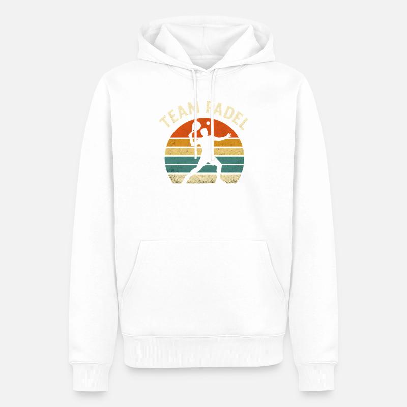 Team Padel Rétro Coucher Soleil - Sweat à capuche Premium bio Homme - blanc